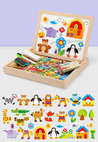 Montessori Magnetic Drawing Board with Puzzle