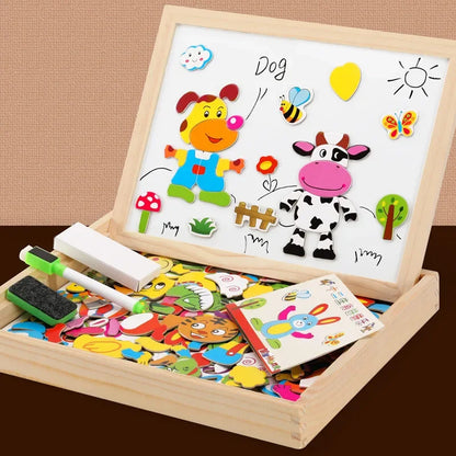 Montessori Magnetic Drawing Board with Puzzle