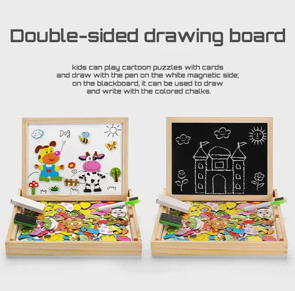 Montessori Magnetic Drawing Board with Puzzle