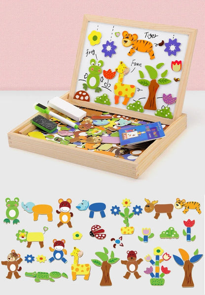 Montessori Magnetic Drawing Board with Puzzle