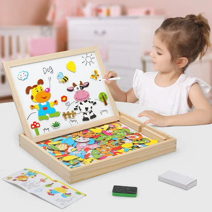 Montessori Magnetic Drawing Board with Puzzle