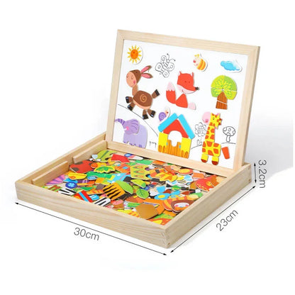 Montessori Magnetic Drawing Board with Puzzle